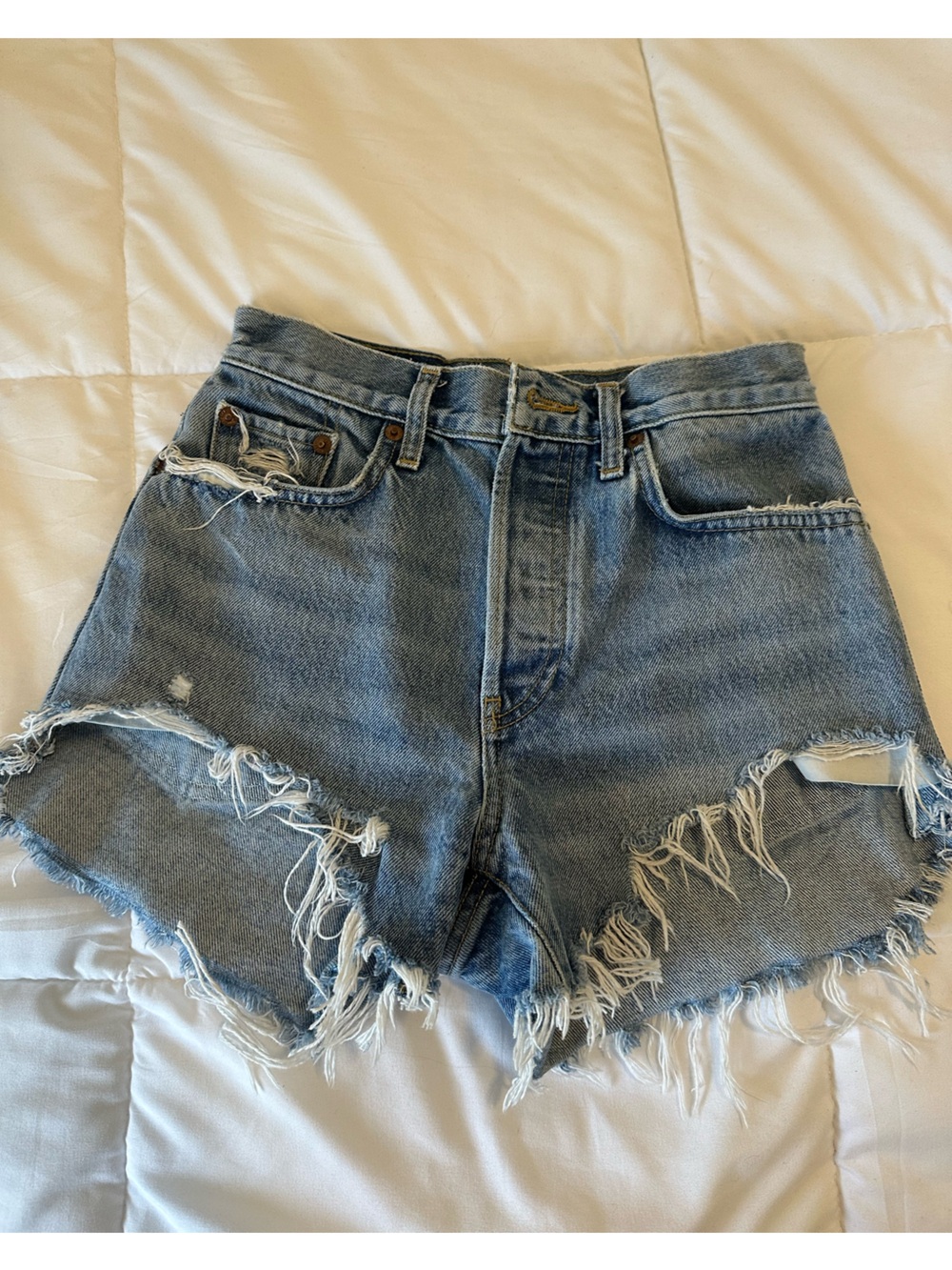 Re/Done Light Blue Denim Shorts